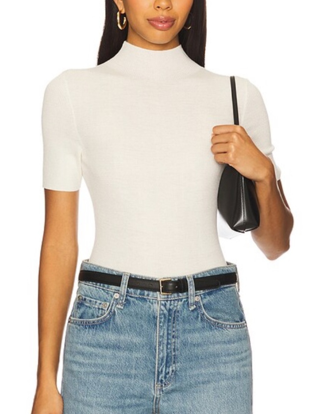 Cache Cloud Mock Neck Short Sleeve Sweater